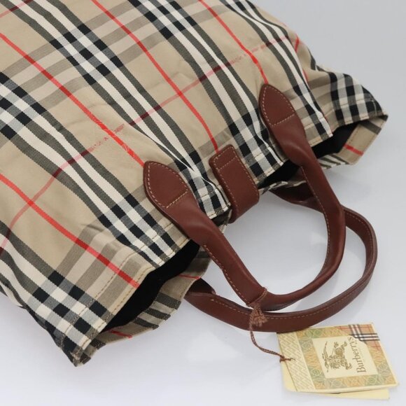 Burberrys Nova Check Hand Bag Canvas Beige Auth - Picture 6 of 16